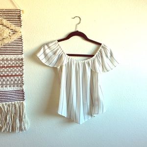 Off shoulder striped top with open back